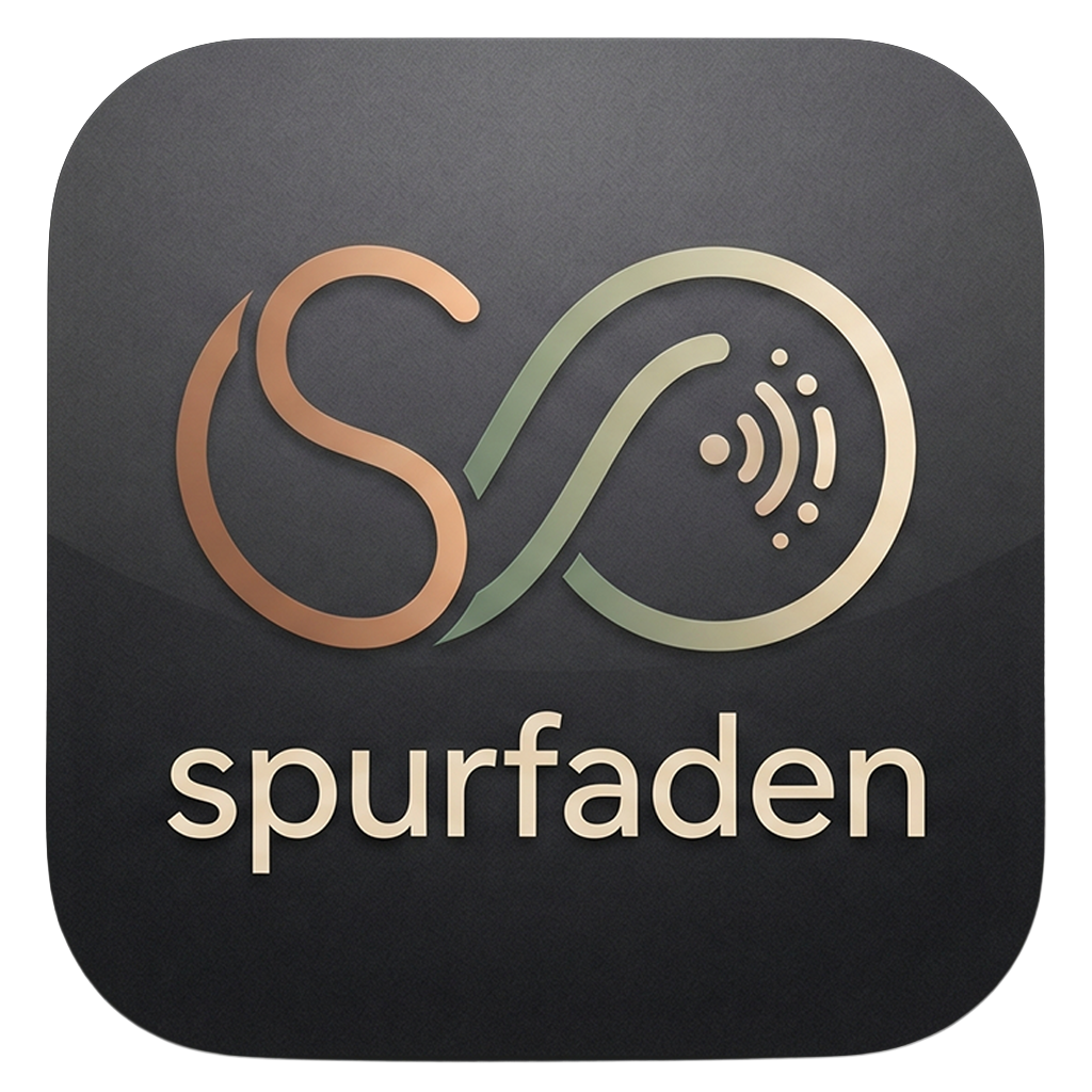 The Spurfaden logo featuring an elegant, flowing thread design forming an abstract S and infinity shape.